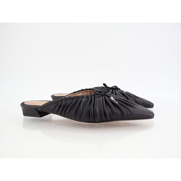 Sam Edelman Julia Pump Mule Size 7M Black Leather Ruched Pointed Flat - Picture 2 of 10